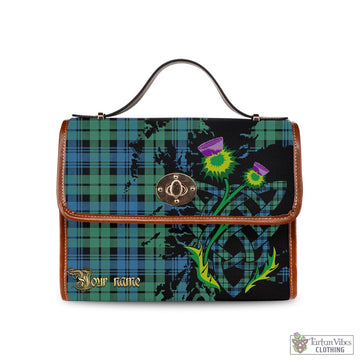 Campbell Ancient #01 Tartan Waterproof Canvas Bag with Scotland Map and Thistle Celtic Accents