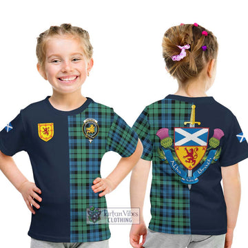 Campbell Ancient 01 Tartan Kid T-Shirt Alba with Scottish Lion Royal Arm Half Style