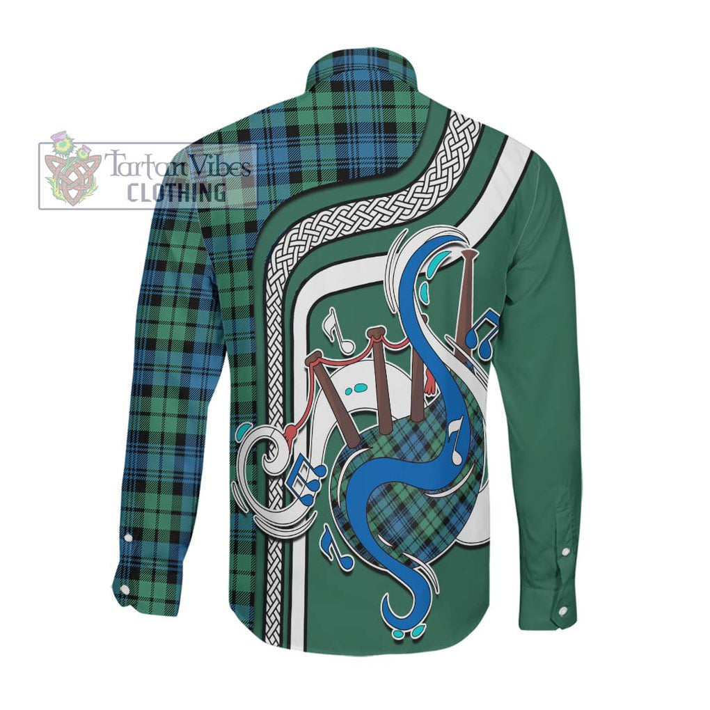 Campbell Ancient 01 Tartan Long Sleeve Button Shirt with Epic Bagpipe Style Men's Shirt - Tartanvibesclothing Shop