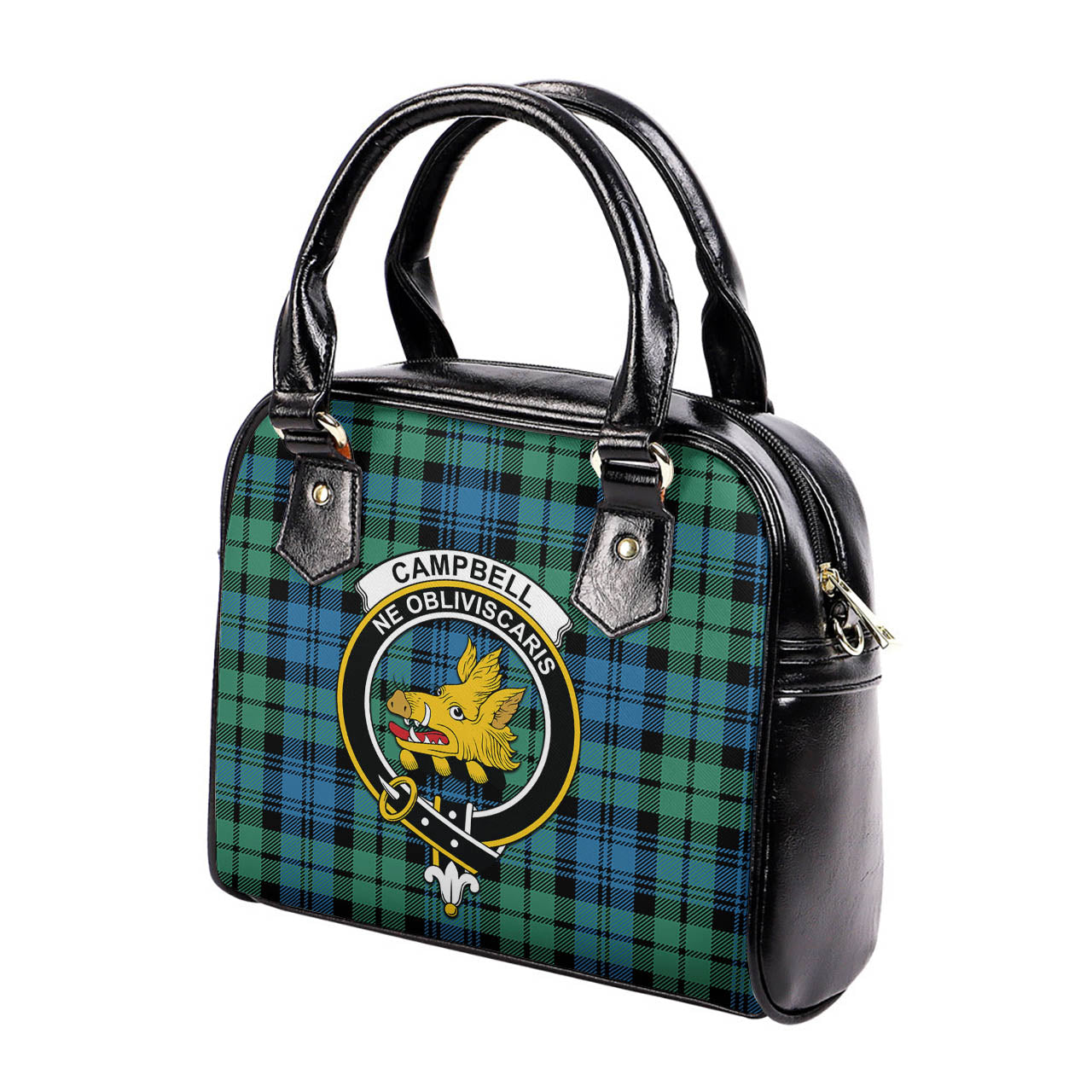 Campbell Ancient 01 Tartan Shoulder Handbags with Family Crest - Tartanvibesclothing