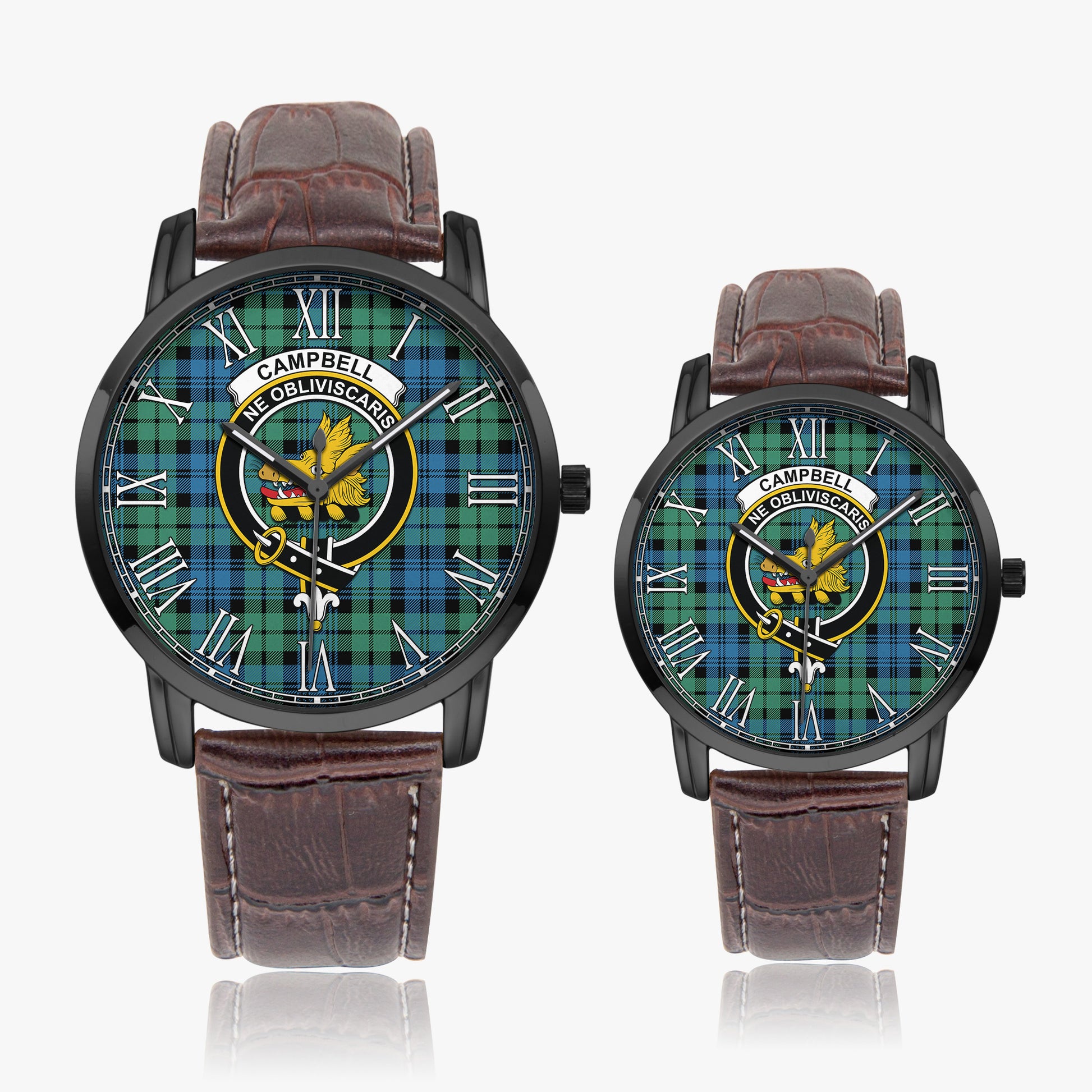 Campbell Ancient 01 Tartan Family Crest Leather Strap Quartz Watch - Tartanvibesclothing