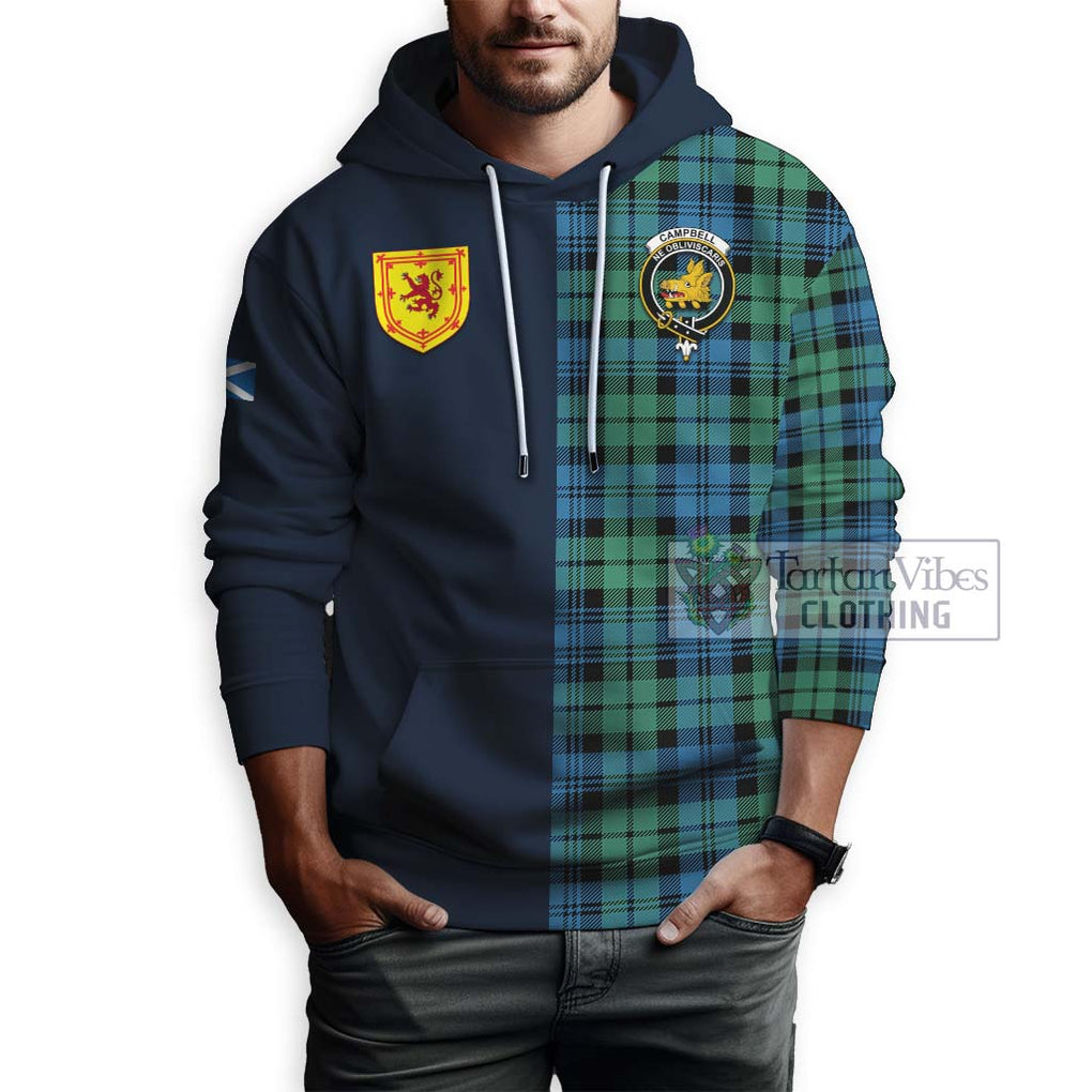 Tartan Vibes Clothing Campbell Ancient 01 Tartan Hoodie with Scottish Lion Royal Arm Half Style