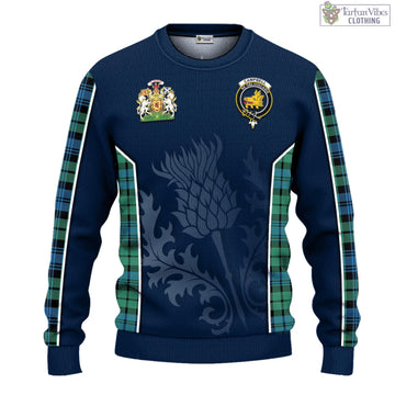 Campbell Ancient 01 Tartan Knitted Sweatshirt with Family Crest and Scottish Thistle Vibes Sport Style