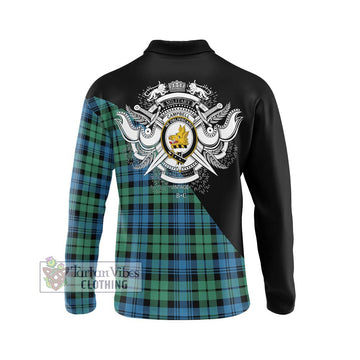 Campbell Ancient 01 Tartan Long Sleeve Polo Shirt with Family Crest and Military Logo Style