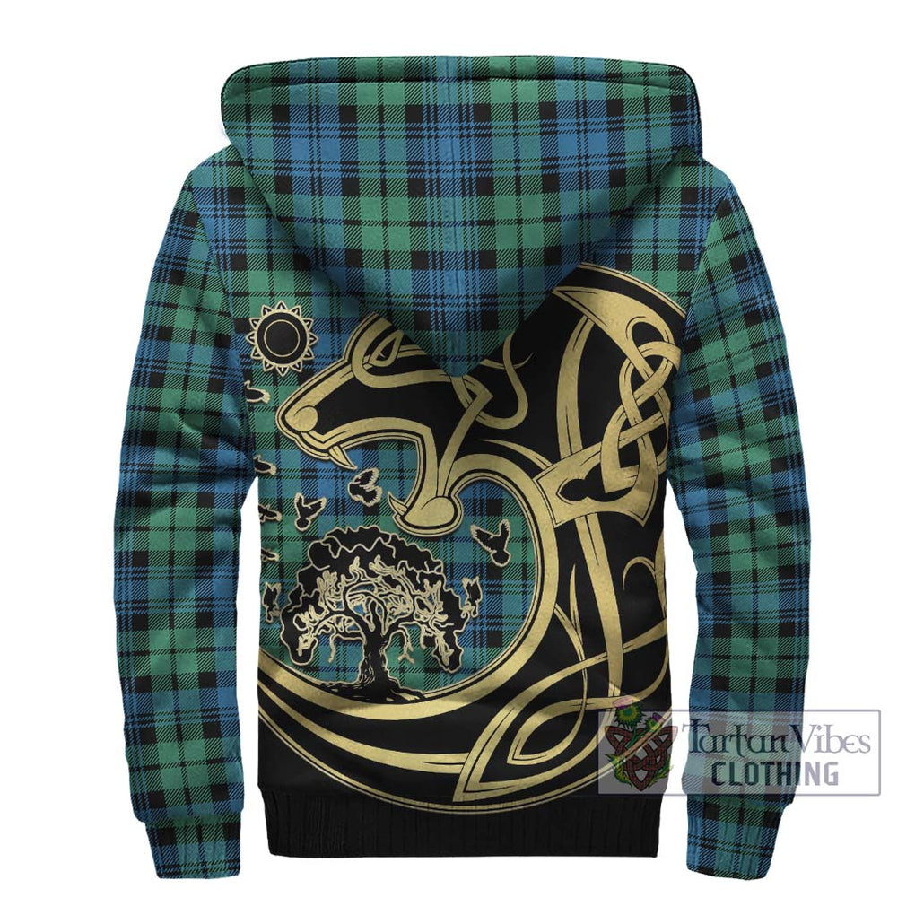 Campbell Ancient 01 Tartan Sherpa Hoodie with Family Crest Celtic Wolf Style - Tartan Vibes Clothing