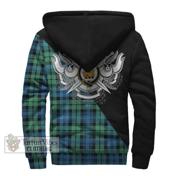 Campbell Ancient 01 Tartan Sherpa Hoodie with Family Crest and Military Logo Style