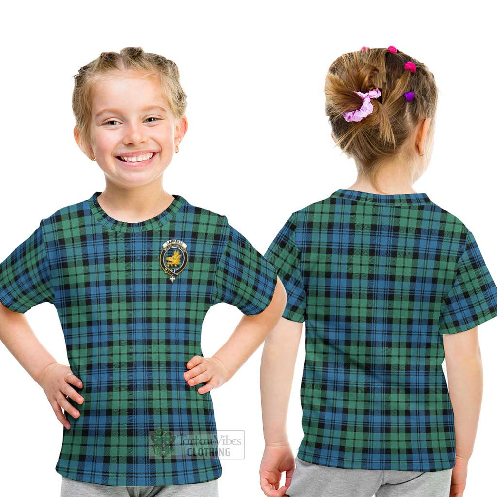 Campbell Ancient 01 Tartan Kid T-Shirt with Family Crest - Tartanvibesclothing Shop