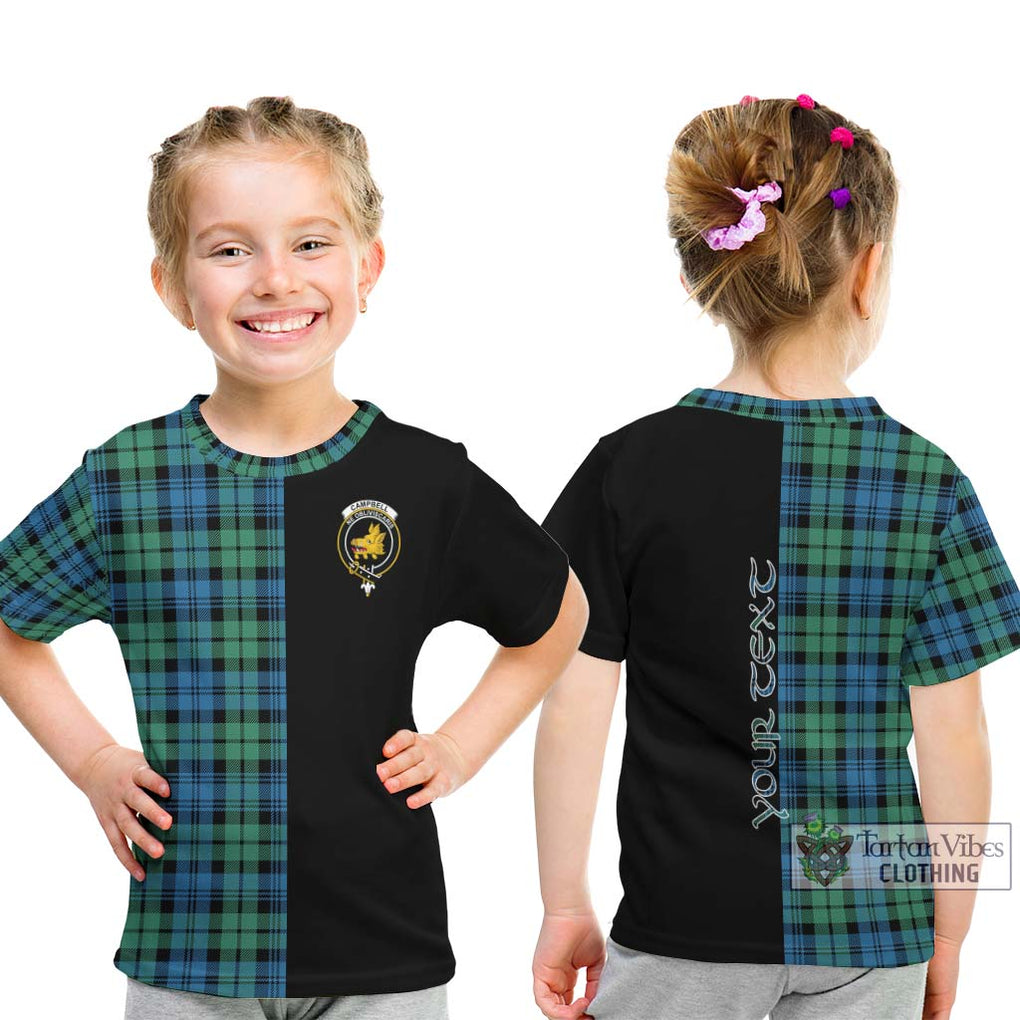 Campbell Ancient 01 Tartan Kid T-Shirt with Family Crest and Half Of Me Style - Tartanvibesclothing Shop