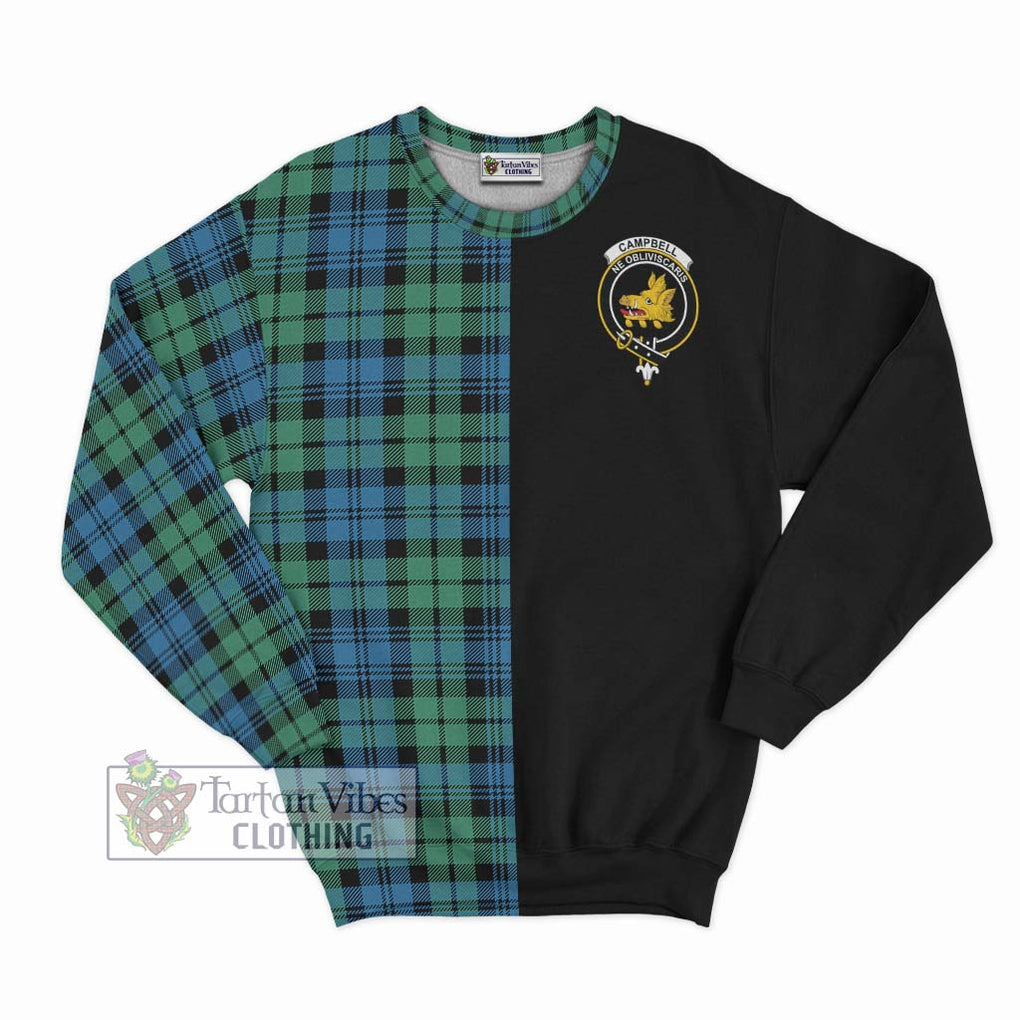 Campbell Ancient 01 Tartan Sweatshirt with Family Crest and Half Of Me Style - Tartanvibesclothing Shop