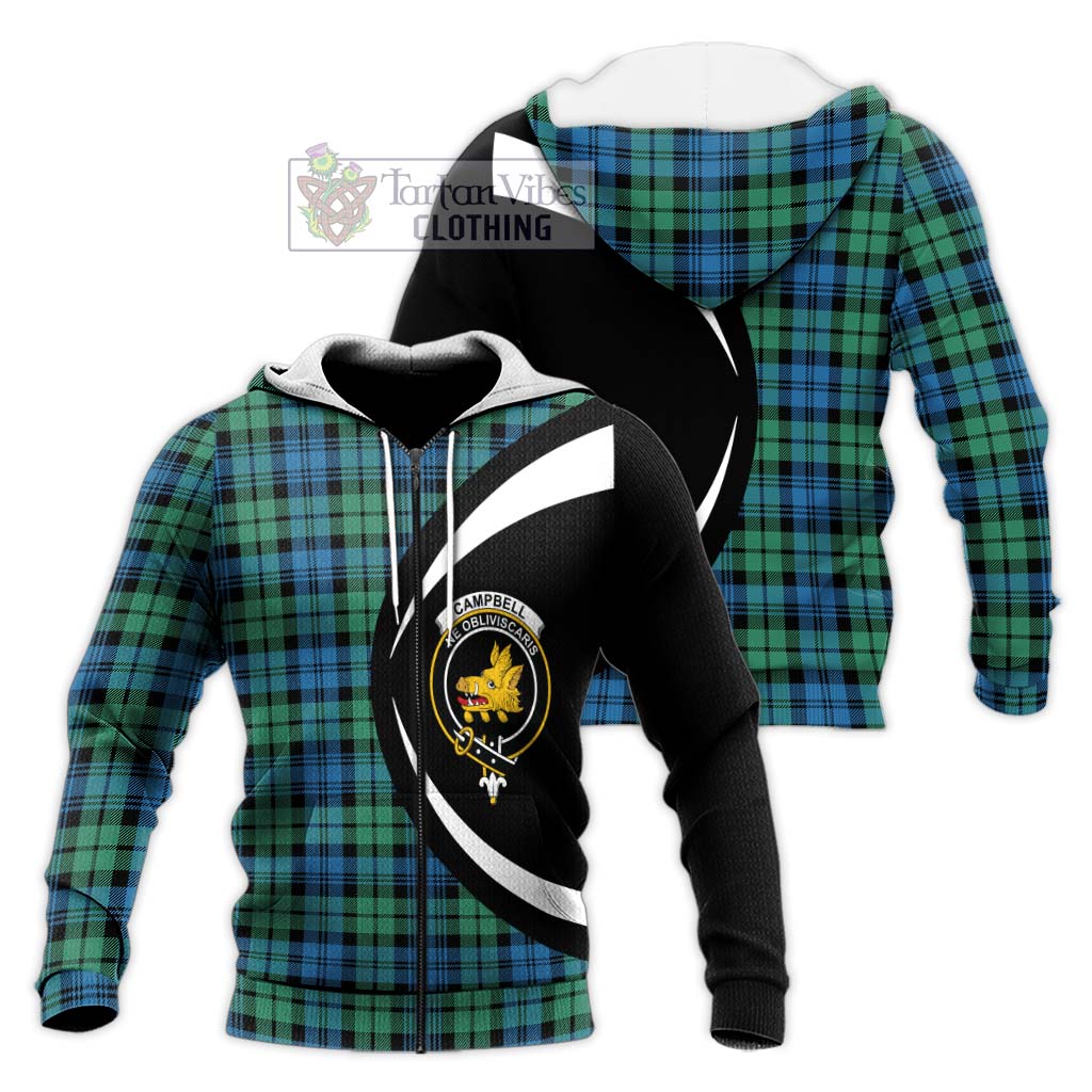 Campbell Ancient 01 Tartan Knitted Hoodie with Family Crest Circle Style Unisex Knitted Zip Hoodie - Tartan Vibes Clothing