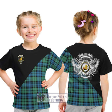 Campbell Ancient 01 Tartan Kid T-Shirt with Family Crest and Military Logo Style