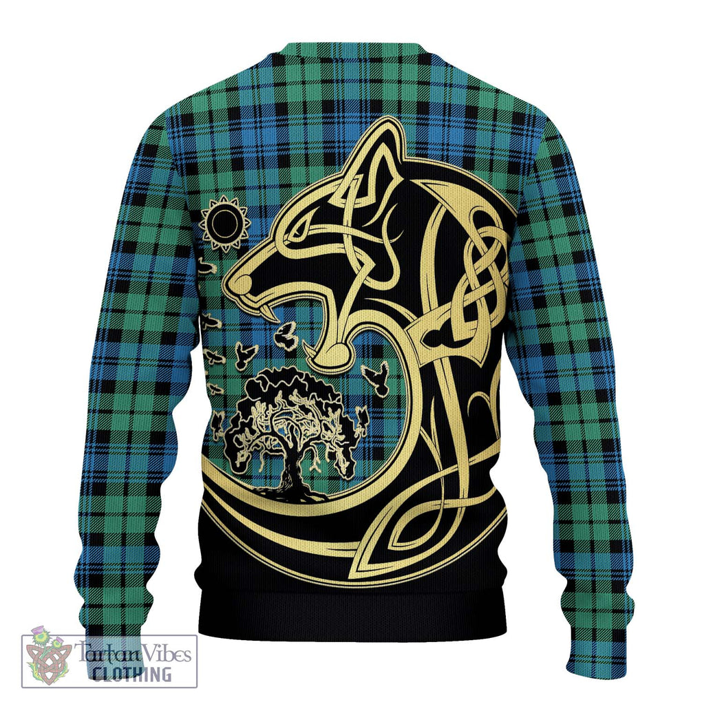 Campbell Ancient 01 Tartan Knitted Sweater with Family Crest Celtic Wolf Style - Tartan Vibes Clothing