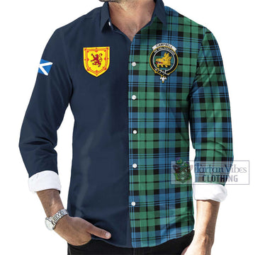 Campbell Ancient 01 Tartan Long Sleeve Button Shirt Alba with Scottish Lion Royal Arm Half Style