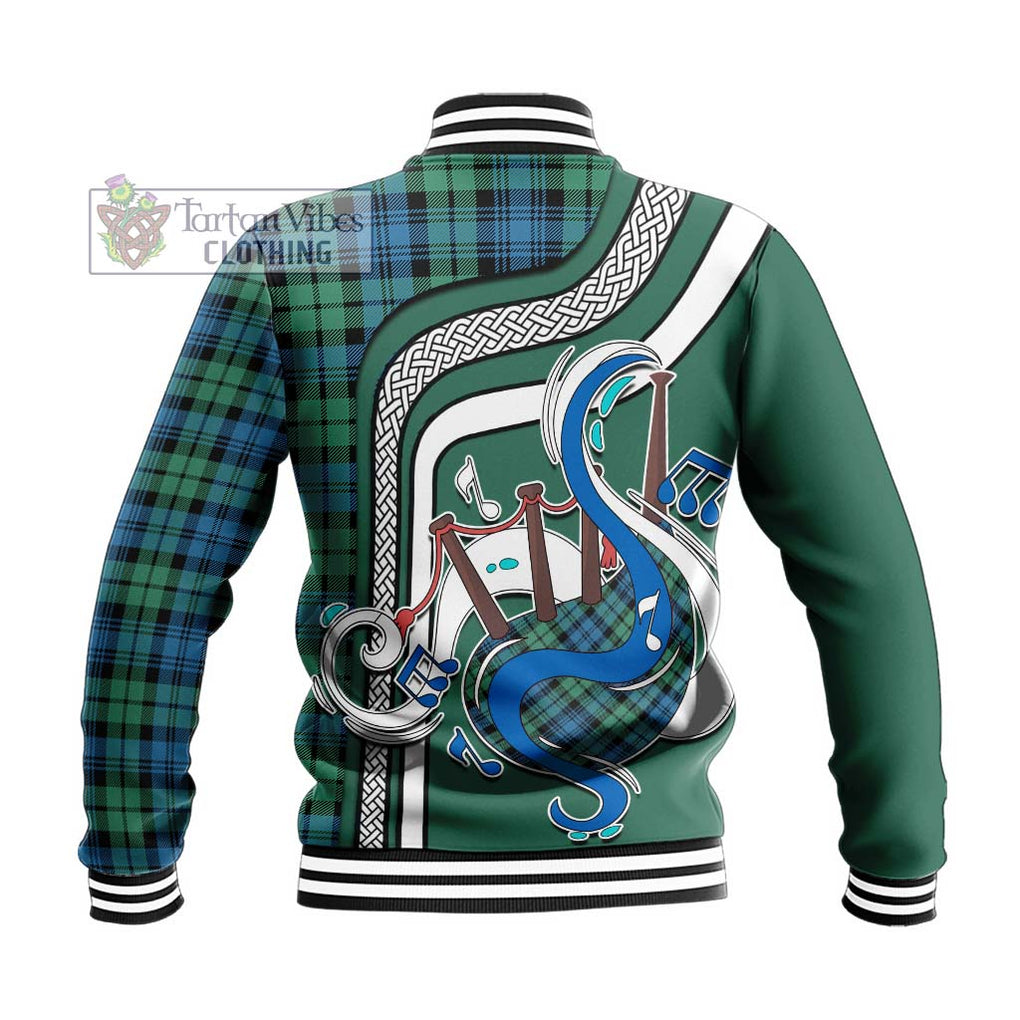 Tartan Vibes Clothing Campbell Ancient 01 Tartan Baseball Jacket with Epic Bagpipe Style