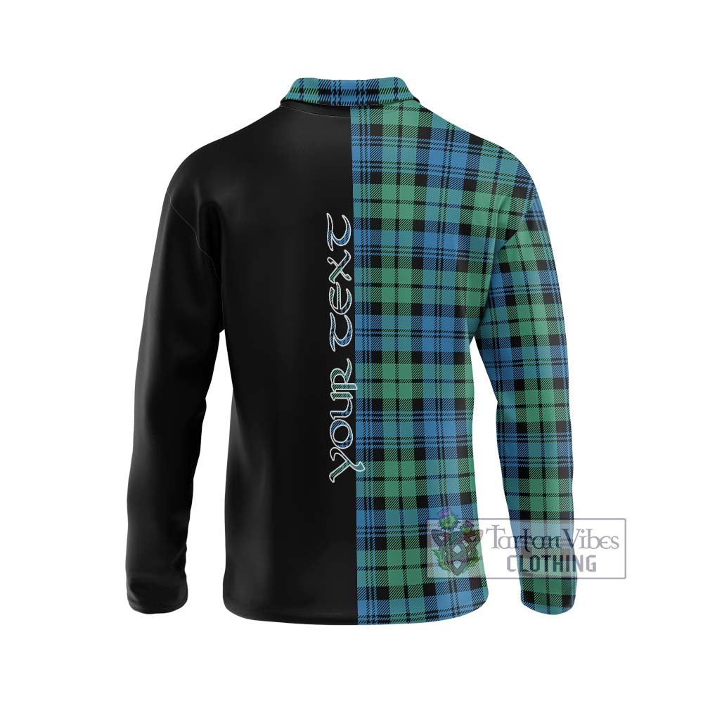 Campbell Ancient 01 Tartan Long Sleeve Polo Shirt with Family Crest and Half Of Me Style - Tartanvibesclothing Shop