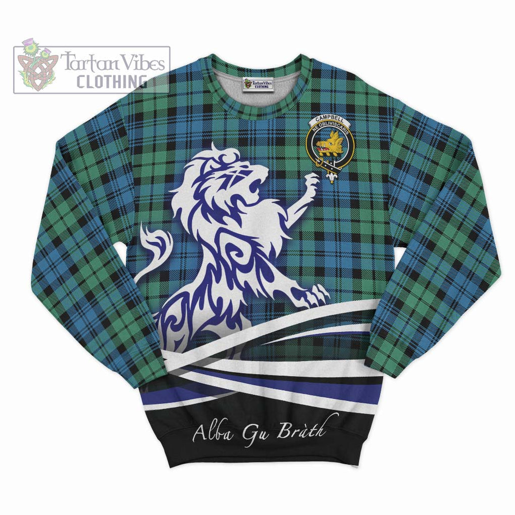 Campbell Ancient 01 Tartan Sweatshirt with Alba Gu Brath Regal Lion Emblem - Tartanvibesclothing Shop