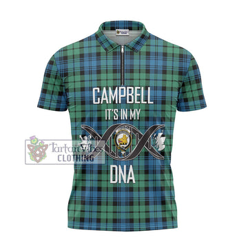 Campbell Ancient 01 Tartan Zipper Polo Shirt with Family Crest DNA In Me Style