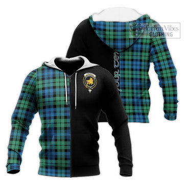 Campbell Ancient 01 Tartan Knitted Hoodie with Family Crest and Half Of Me Style