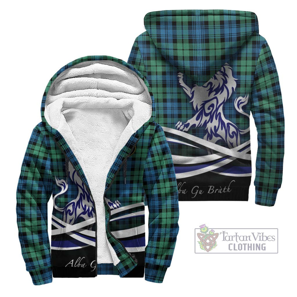 Campbell Ancient 01 Tartan Sherpa Hoodie with Alba Gu Brath Regal Lion Emblem Unisex - Tartanvibesclothing Shop