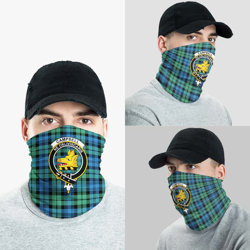 Campbell Ancient 01 Tartan Neck Gaiters, Tartan Bandanas, Tartan Head Band with Family Crest