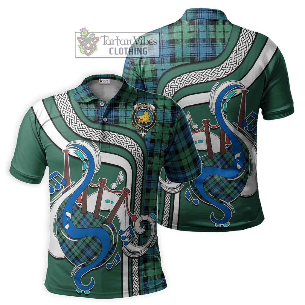 Tartan Vibes Clothing Campbell Ancient 01 Tartan Polo Shirt with Epic Bagpipe Style