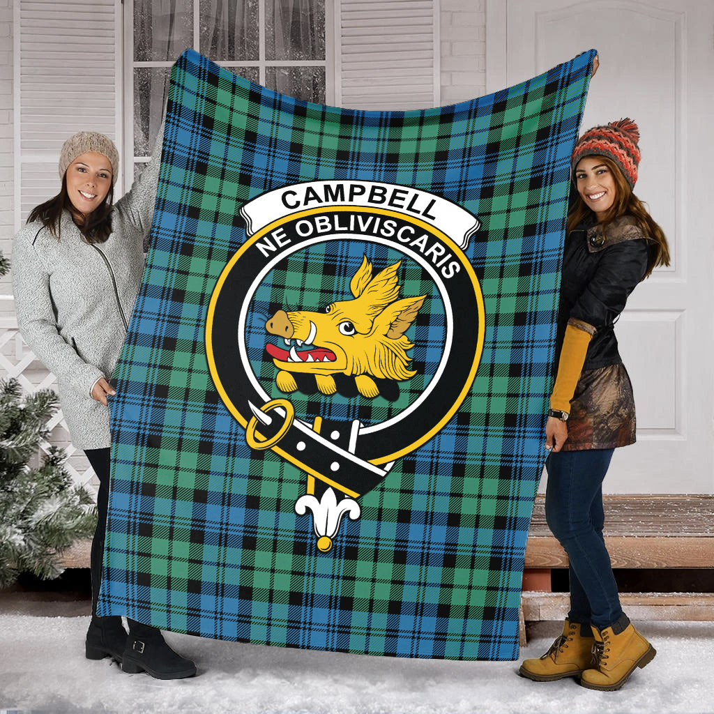 Campbell Ancient 01 Tartan Blanket with Family Crest - Tartan Vibes Clothing