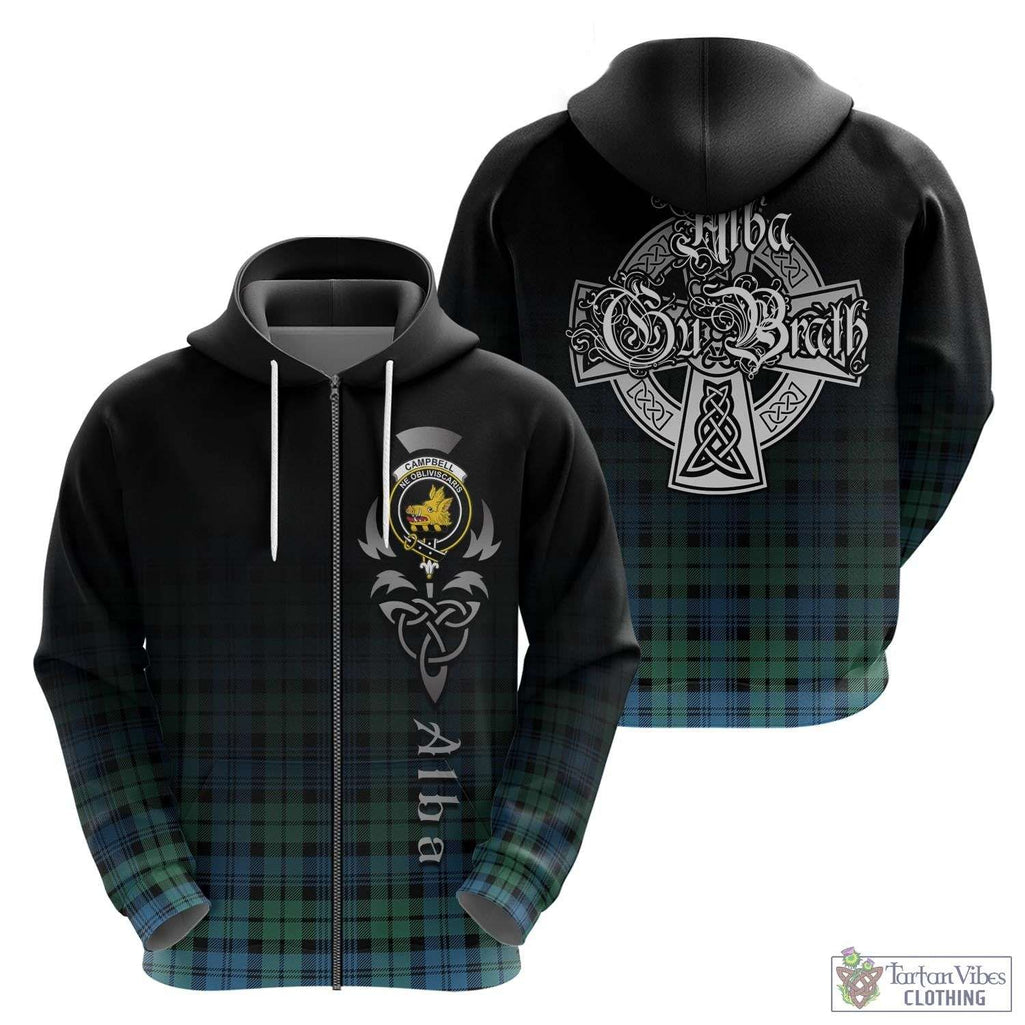 Tartan Vibes Clothing Campbell Ancient 01 Tartan Hoodie Featuring Alba Gu Brath Family Crest Celtic Inspired