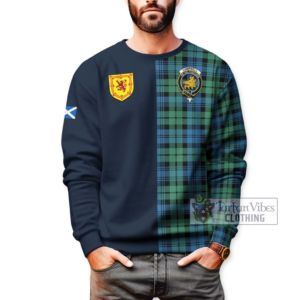 Tartan Vibes Clothing Campbell Ancient 01 Tartan Sweatshirt with Scottish Lion Royal Arm Half Style