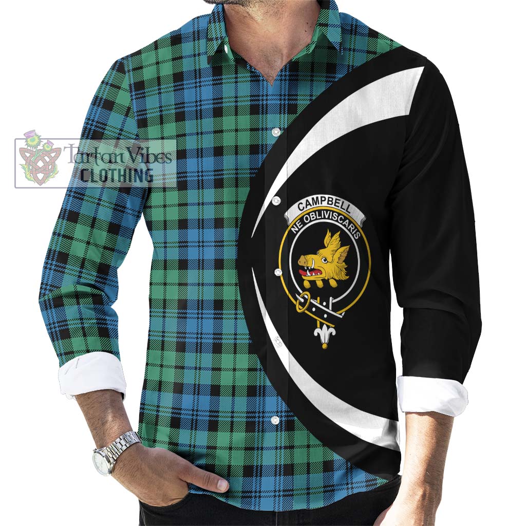 Campbell Ancient 01 Tartan Long Sleeve Button Up with Family Crest Circle Style - Tartan Vibes Clothing