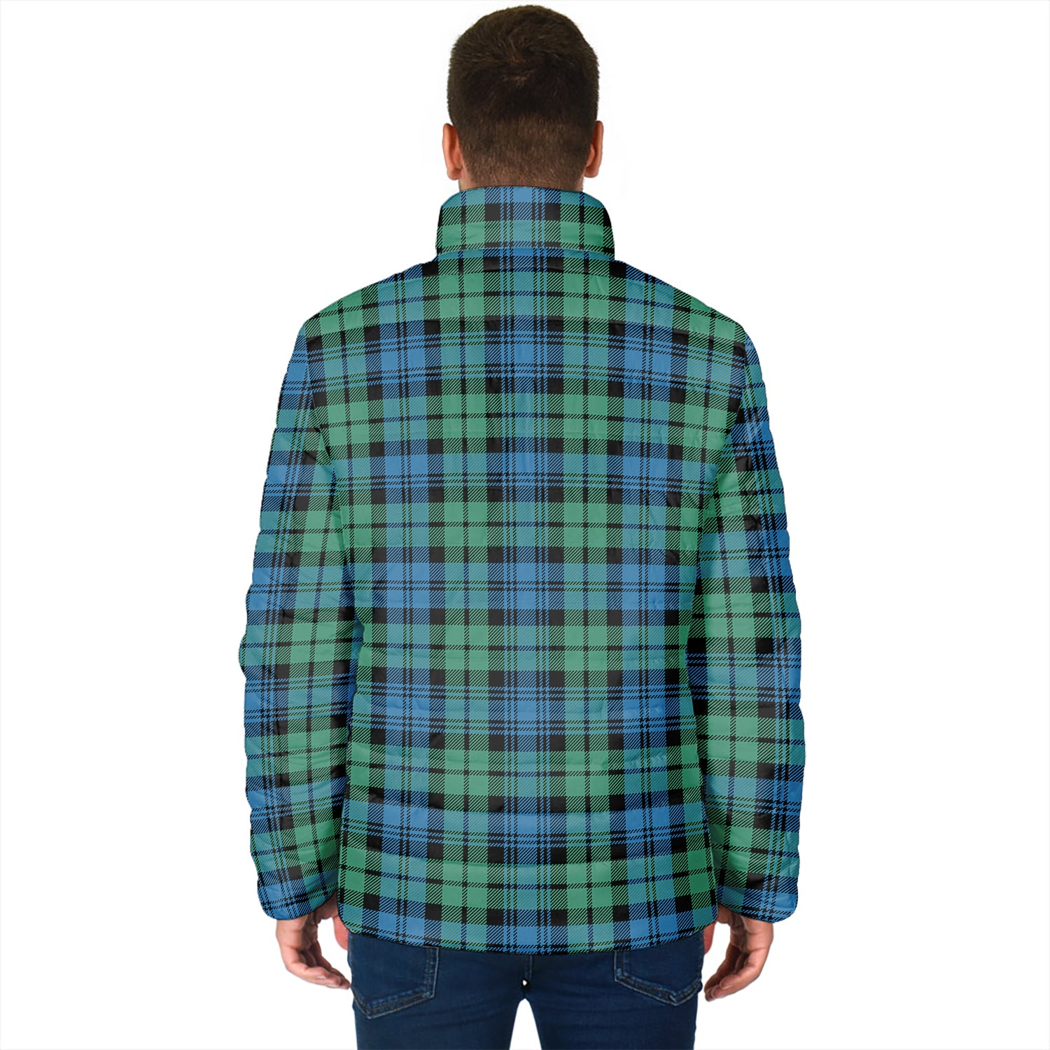 Campbell Ancient 01 Tartan Padded Jacket with Family Crest - Tartan Vibes Clothing