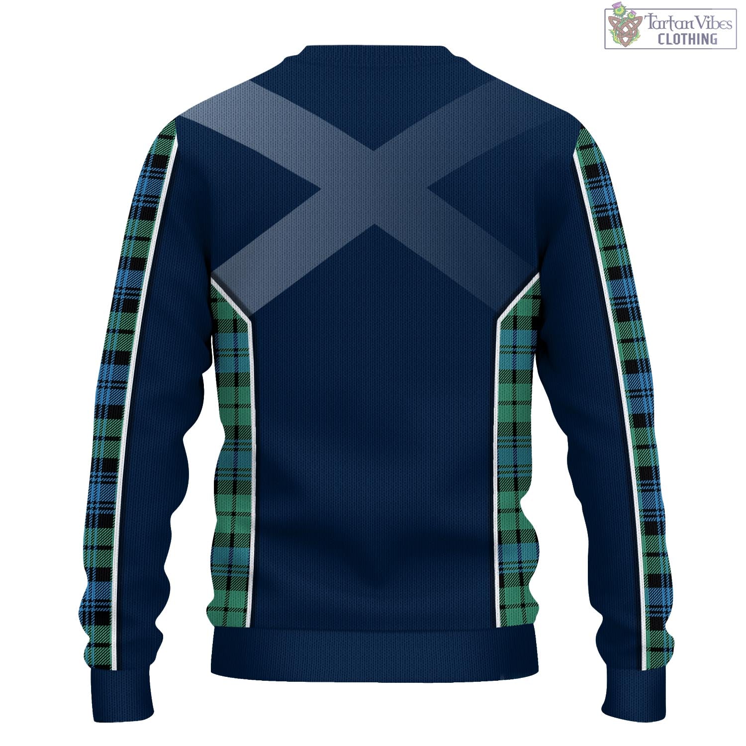 Tartan Vibes Clothing Campbell Ancient 01 Tartan Knitted Sweatshirt with Family Crest and Scottish Thistle Vibes Sport Style