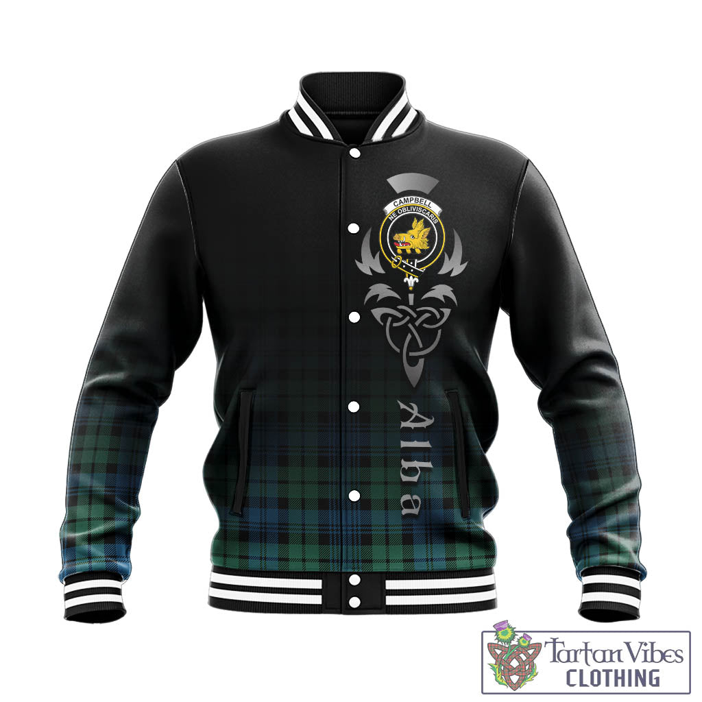 Tartan Vibes Clothing Campbell Ancient 01 Tartan Baseball Jacket Featuring Alba Gu Brath Family Crest Celtic Inspired