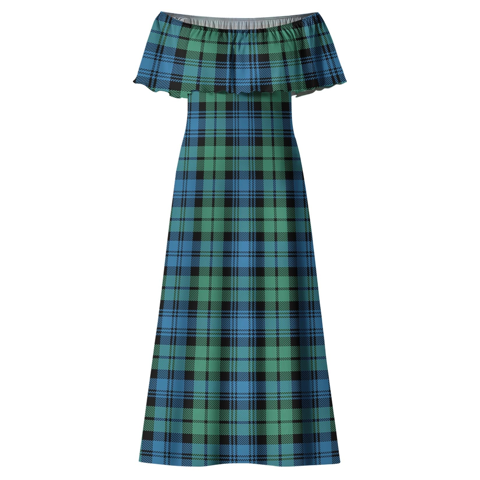 Campbell Ancient #01 Tartan Off Shoulder Long Dress - Tartanvibesclothing