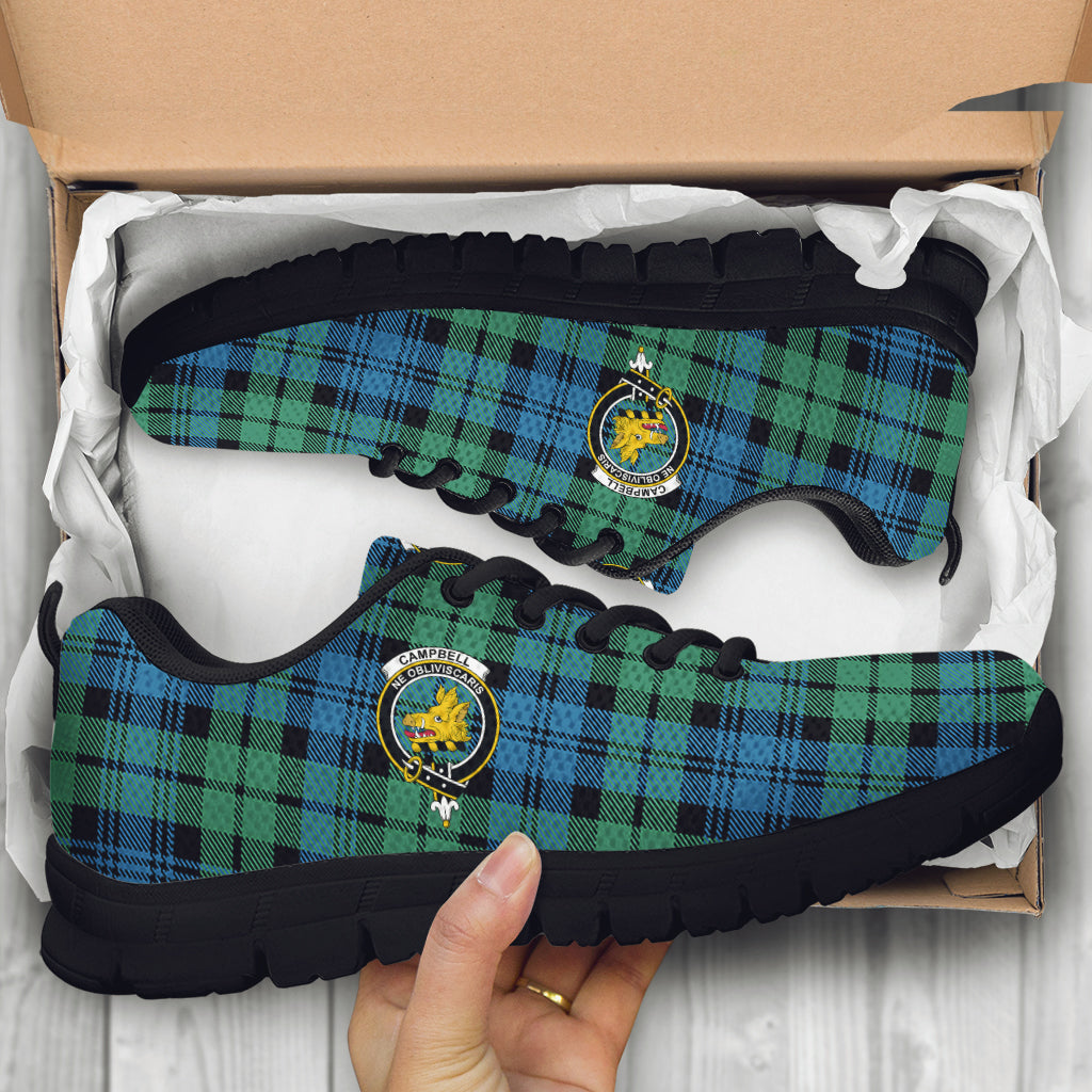 Campbell Ancient 01 Tartan Sneakers with Family Crest - Tartan Vibes Clothing