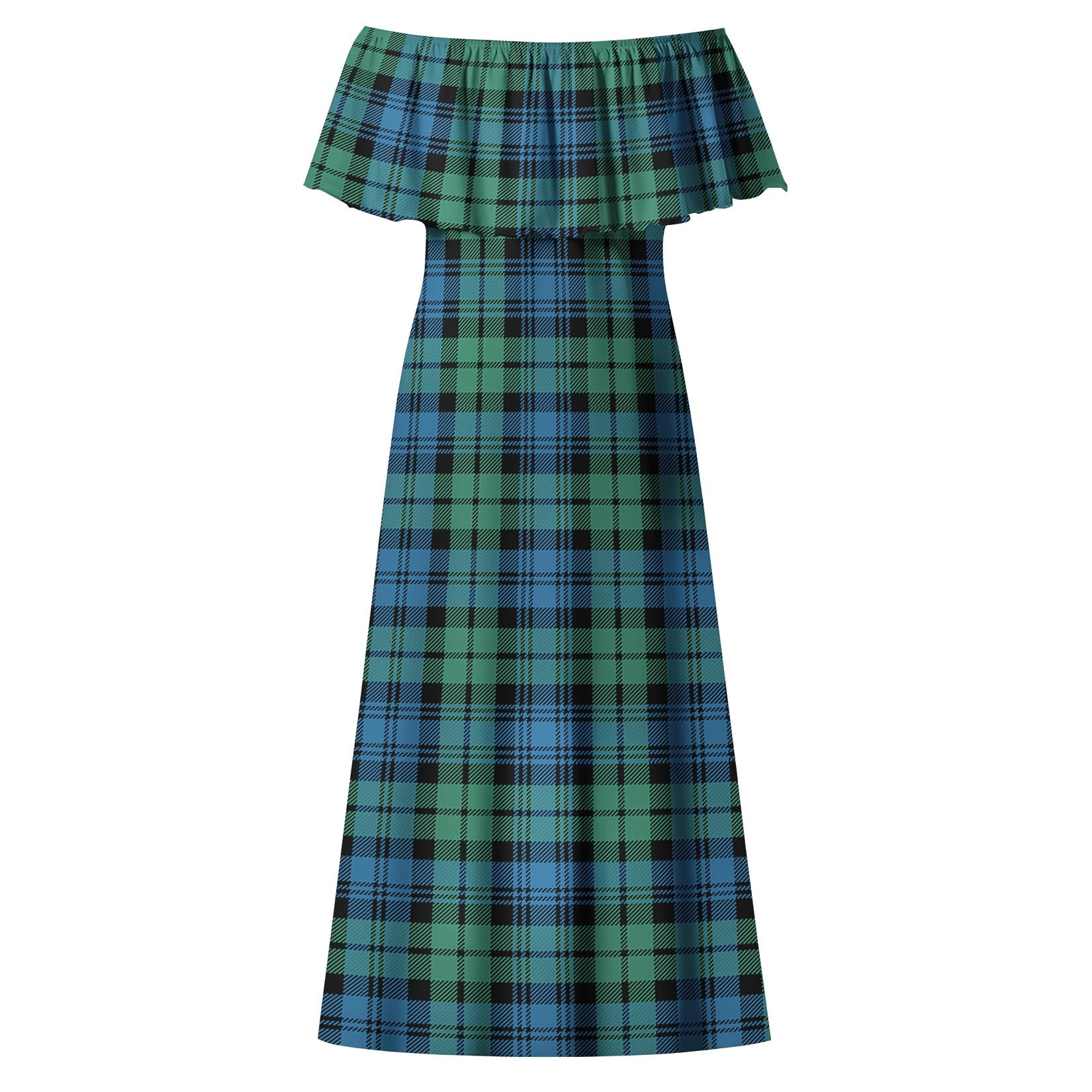 Campbell Ancient #01 Tartan Off Shoulder Long Dress - Tartanvibesclothing