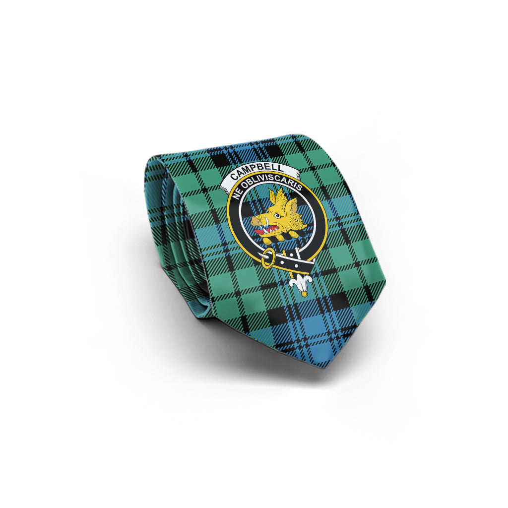 Campbell Ancient 01 Tartan Classic Necktie with Family Crest - Tartan Vibes Clothing