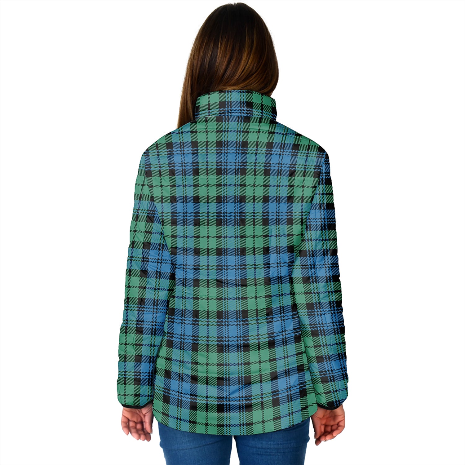 Campbell Ancient 01 Tartan Padded Jacket with Family Crest - Tartan Vibes Clothing