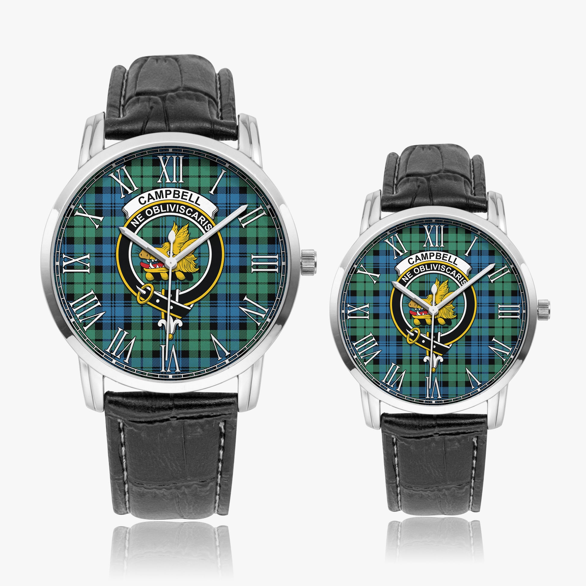 Campbell Ancient 01 Tartan Family Crest Leather Strap Quartz Watch - Tartanvibesclothing