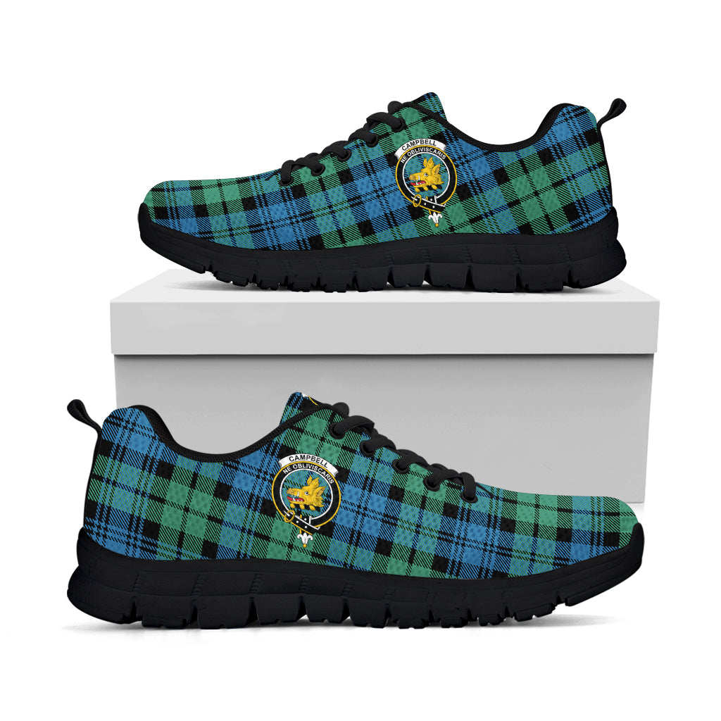 Campbell Ancient 01 Tartan Sneakers with Family Crest - Tartan Vibes Clothing