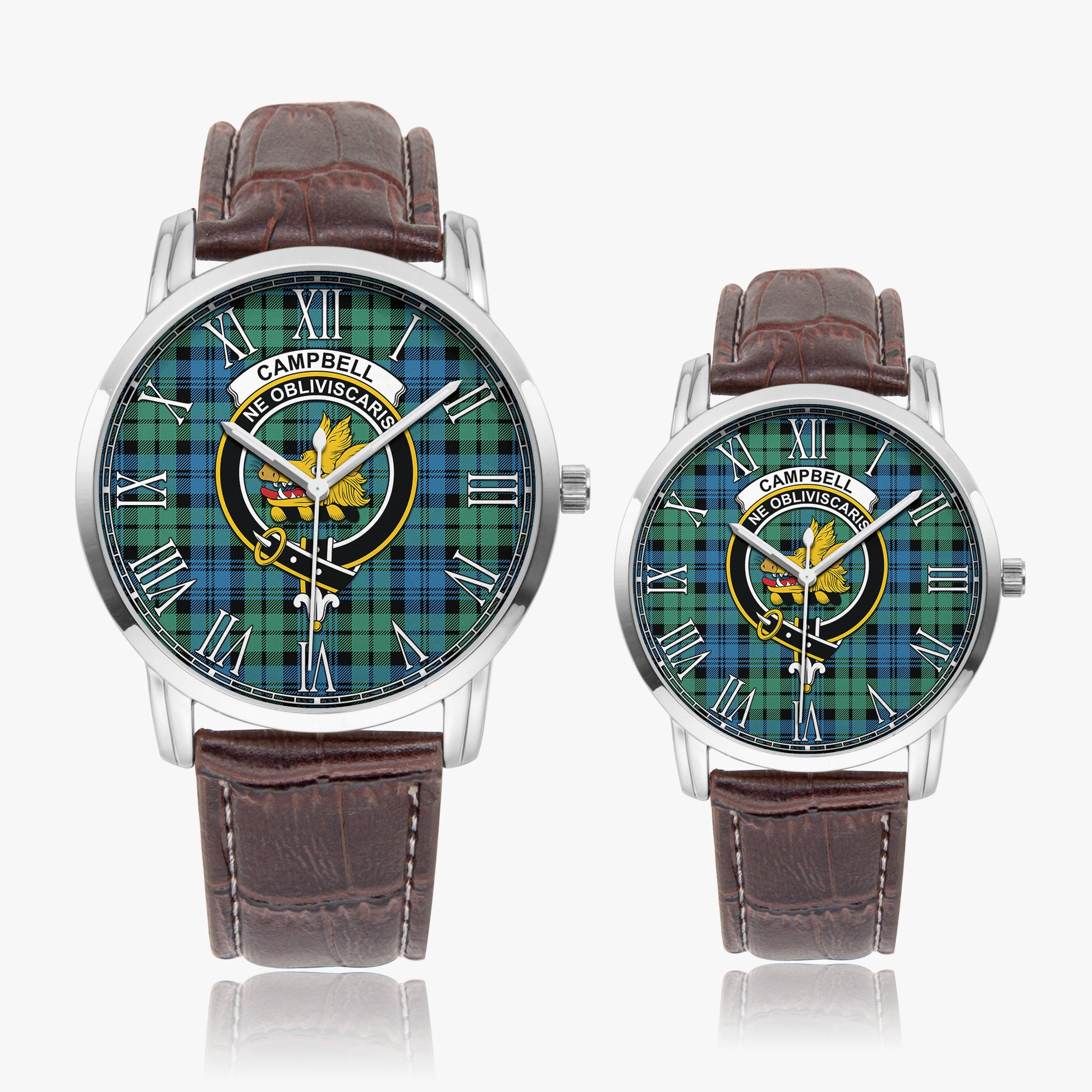 Campbell Ancient 01 Tartan Family Crest Leather Strap Quartz Watch - Tartanvibesclothing