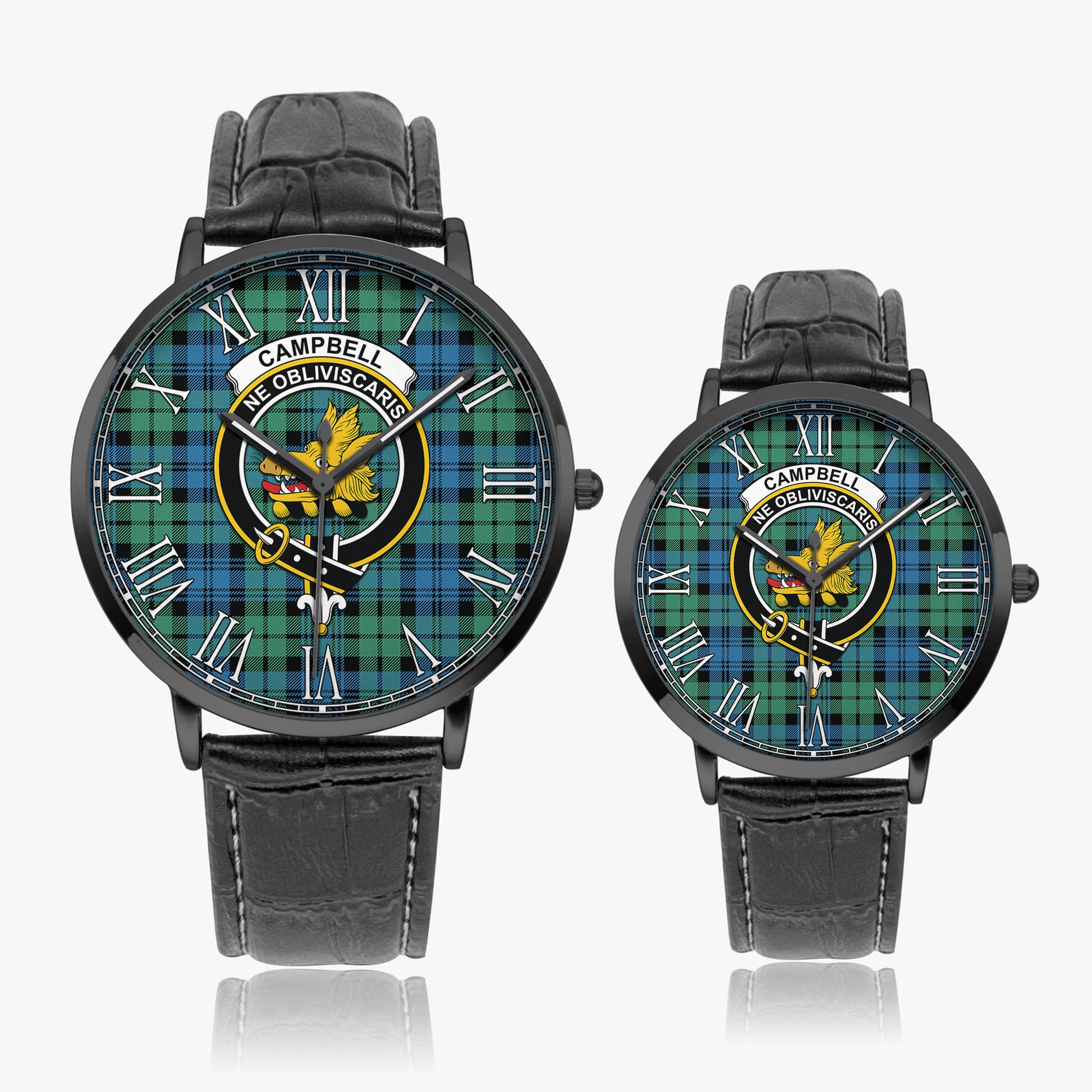 Campbell Ancient 01 Tartan Family Crest Leather Strap Quartz Watch - Tartanvibesclothing