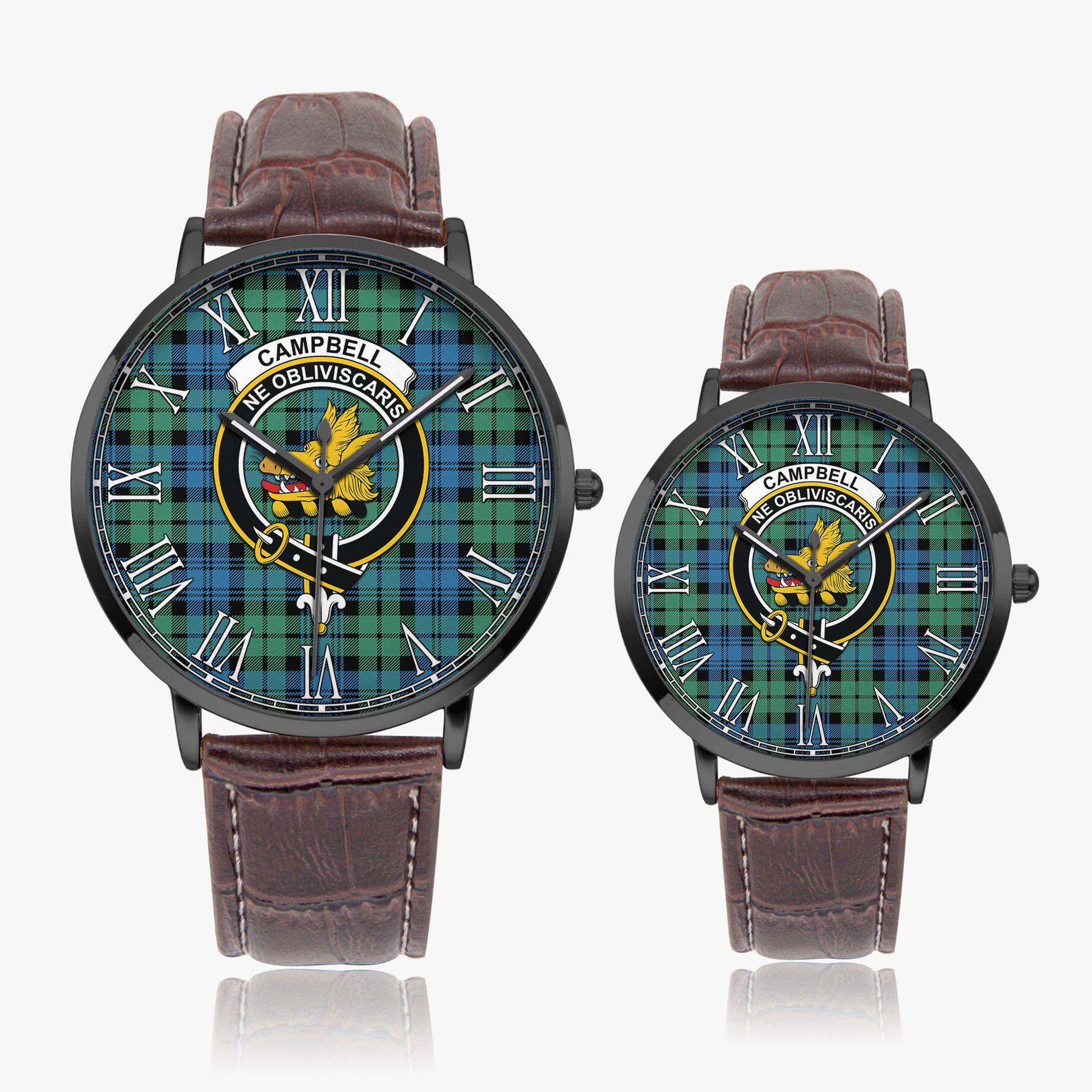 Campbell Ancient 01 Tartan Family Crest Leather Strap Quartz Watch - Tartanvibesclothing