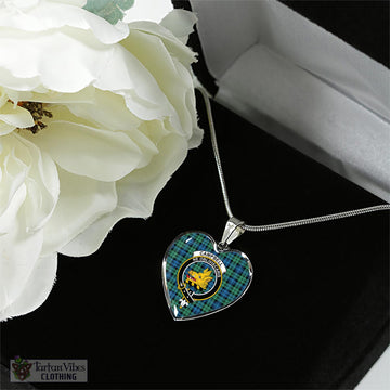 Tartan Vibes Clothing Campbell Ancient 01 Tartan Heart Necklace with Family Crest