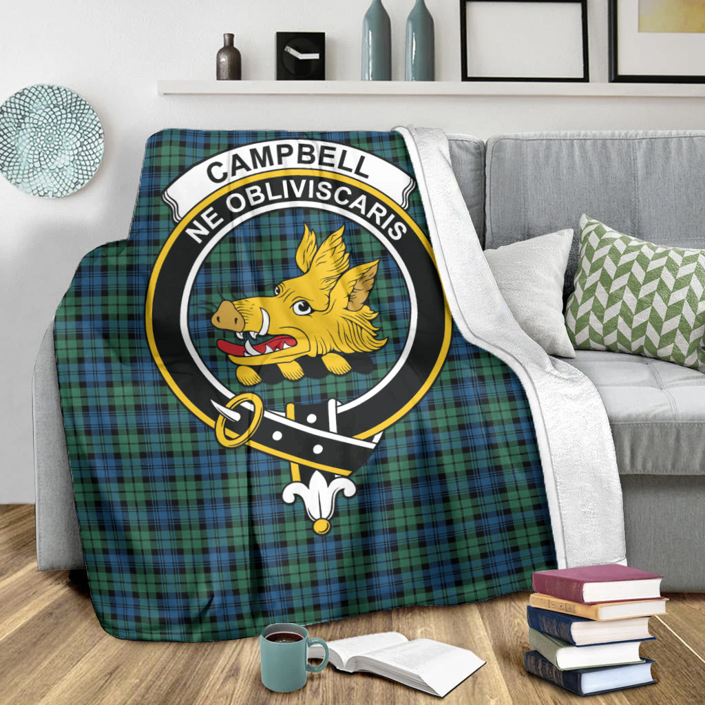 Campbell Ancient 02 Tartan Blanket with Family Crest X-Large 59 x 79 inches 150 x 200 cm - Tartan Vibes Clothing