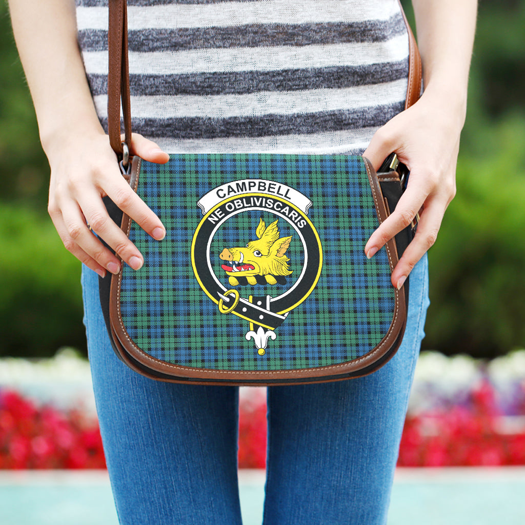 Campbell Ancient 02 Tartan Saddle Bag with Family Crest One Size - Tartan Vibes Clothing