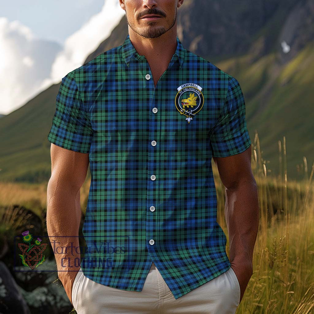 Campbell Ancient 02 Tartan Cotton Hawaiian Shirt with Family Crest Adult - Tartan Vibes Clothing