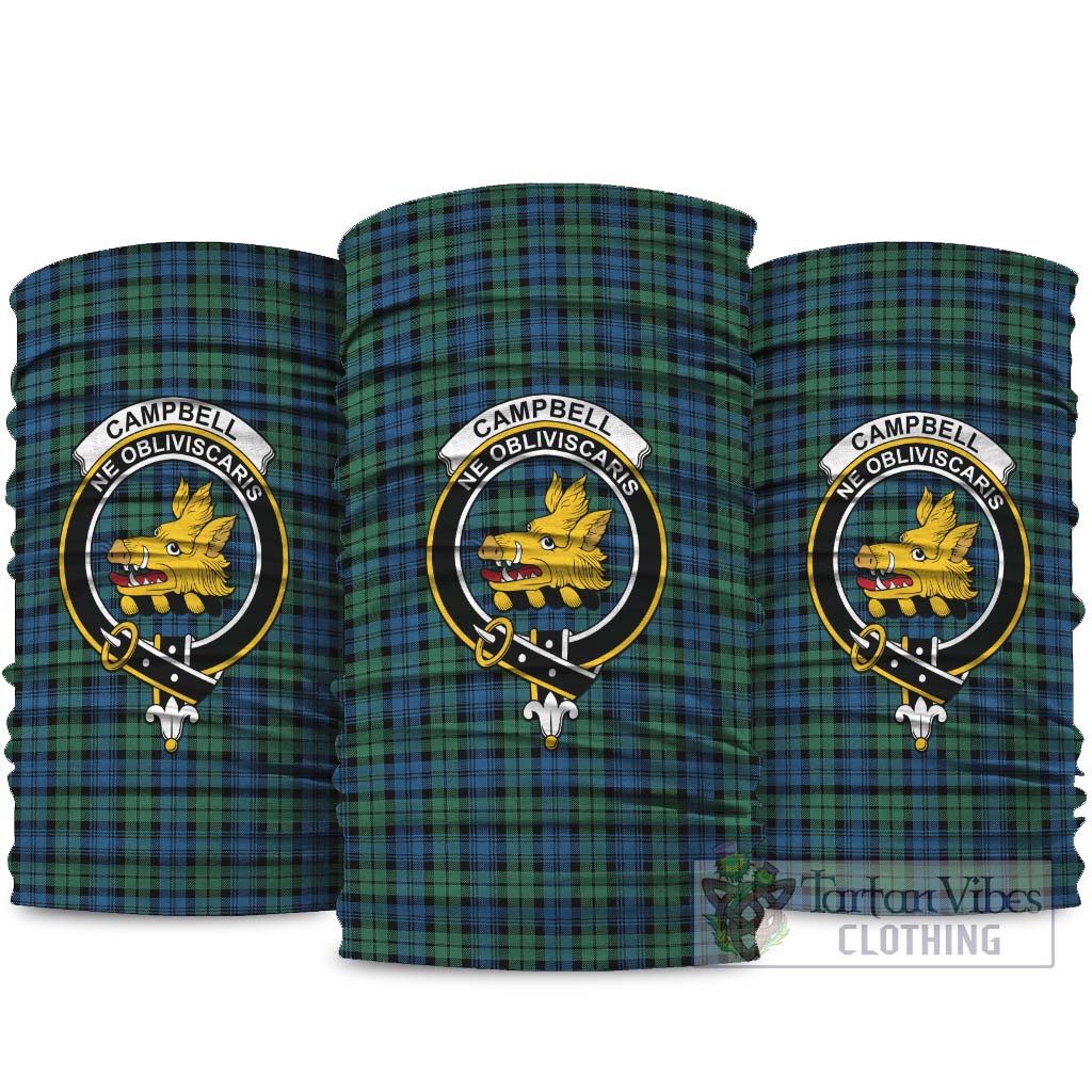 Campbell Ancient 02 Tartan Neck Gaiters, Tartan Bandanas, Tartan Head Band with Family Crest