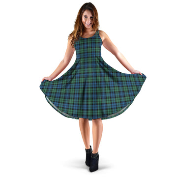 Campbell Ancient #02 Tartan Sleeveless Midi Womens Dress