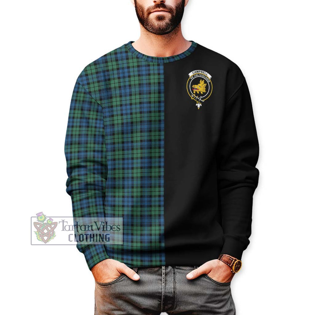 Campbell Ancient 02 Tartan Sweatshirt with Family Crest and Half Of Me Style Unisex - Tartanvibesclothing Shop