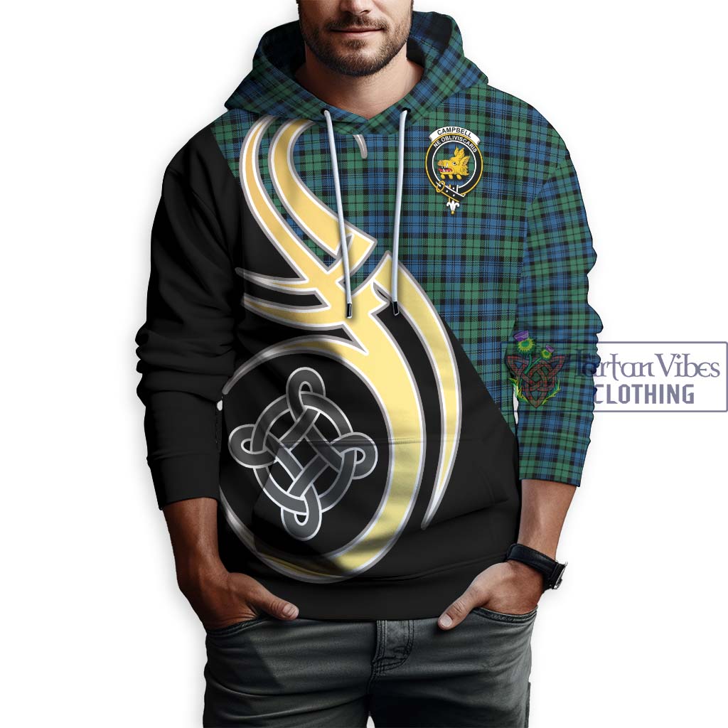 Campbell Ancient 02 Tartan Hoodie with Family Crest and Celtic Symbol Style Zip Hoodie - Tartan Vibes Clothing